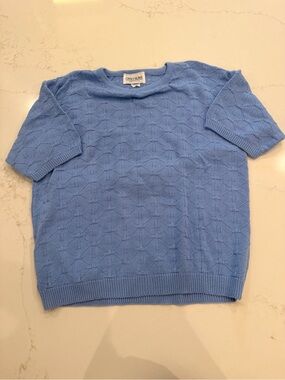 Vintage Carly Blake Women’s XL Periwinkle Blue Textured Knit Sweater Made in USA
